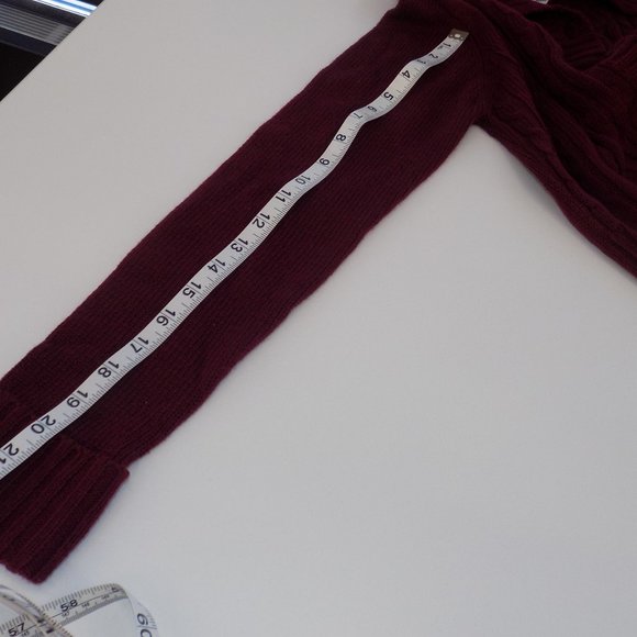 Woman's Burgundy Cropped Cable Knit Button Front Sweater - Small - Picture 5 of 6